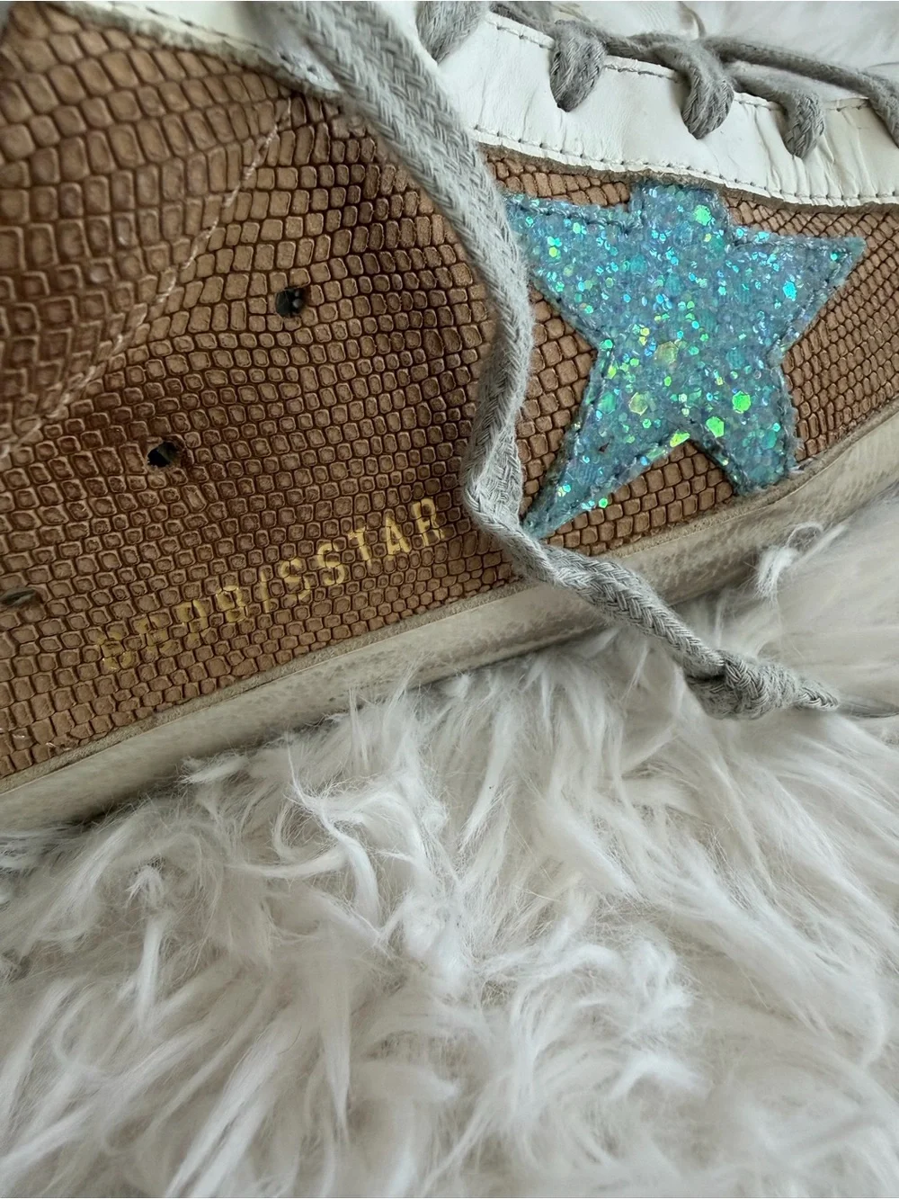 Golden Goose Deluxe Brand Super-Star GGDB Blue Glitter Star Size 37 US 7